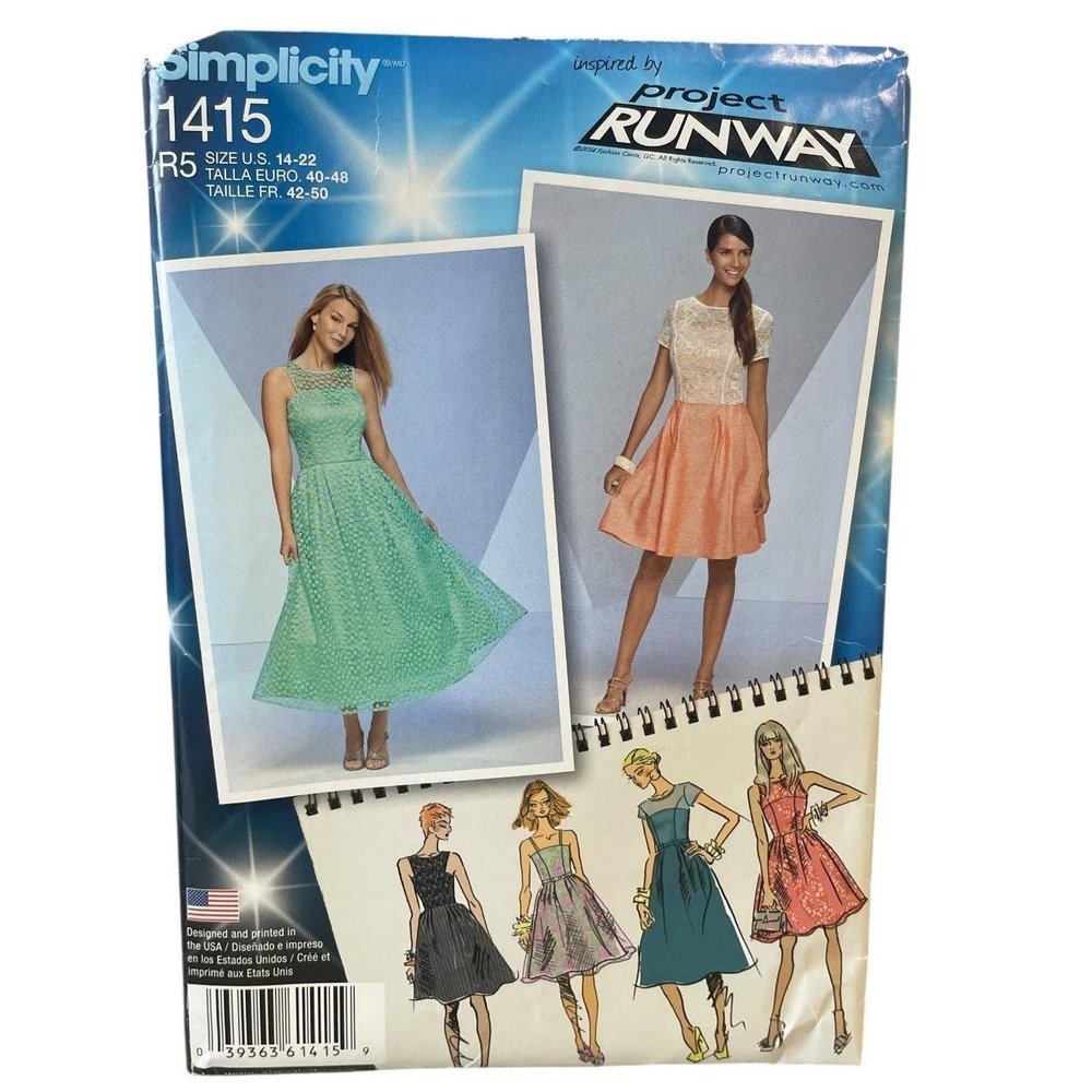 Simplicity 1415 Project Runway Misses Dress Sewing Pattern Size 14-22 UNCUT FF
